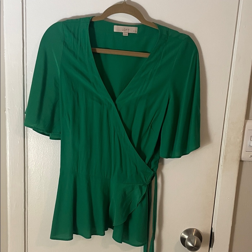 LOFT Emerald Wrap Blouse
